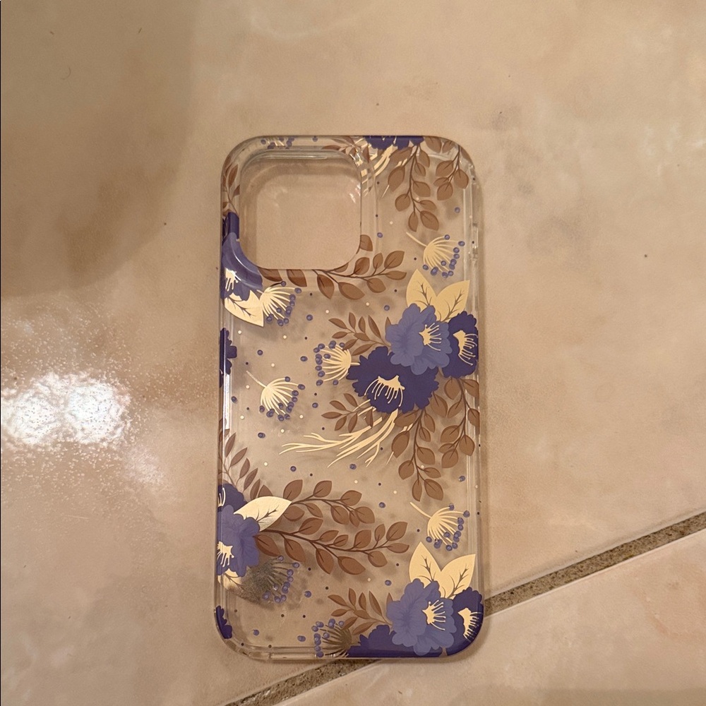 Floral Phone Case - Blue and Gold
